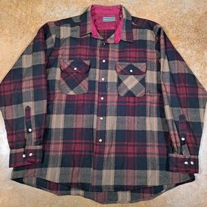 David Taylor Flannel Button Down Mens 2XL Plaid Acrylic Vintage
